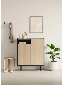 Шкаф за обувки в дъбов декор в черен и естествен цвят Sienna - TemaHome