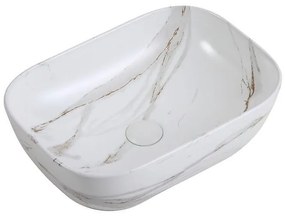 Мивка за баня 887 MARBLE, Inter Ceramic, монтаж върху плот, порцелан, бял мат, 33х14х46см