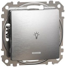 SE Бутон с подсветка и символ "лампа" цвят Драскан алуминий Sedna  /до изчерпване/ - SDD170132L
