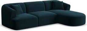 Кадифен ъглов диван в петролен цвят (десен ъгъл) Campi – Cosmopolitan Design