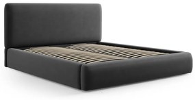 Тъмносиво двойно тапицирано легло с място за съхранение с включена подматрачна рамка 160x200 cm Colonel – Cosmopolitan Design