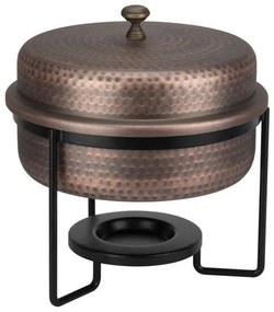 Horecano - Бен Мари кръг с релеф и медно покритие с черна стойка Ø33.5cm 5L ANTIQUE-RUSTIC-(SG-86464(B)