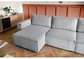 Светлосив ъглов U-образен диван от велур, десен ъгъл Nihad modular - Bobochic Paris