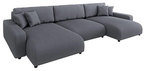 Тъмносив ъглов диван с място за съхранение от рипсено кадифе Sara – Ropez