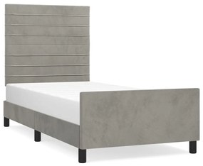 3125788 vidaXL Рамка за легло без матрак, светлосива, 90x190 см, кадифе