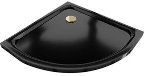 Mexen Flat полукръгъл душ плот 70 x 70 см, черен, златен сифона - 41707070G