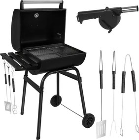 Голяма скара за барбекю на дървени въглища с капак и термометър