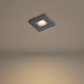 Комплект от 6 модерни вградени спота Gunmetal Square IP44 - Qure