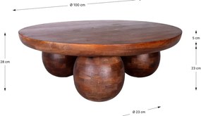 Кафява кръгла масичка за кафе от масивно манго ø 100 cm Ailen – MOME