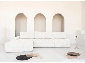 Кремав разтегателен модулен ъглов диван с място за съхранение (ляв ъгъл) Lulu – Miuform