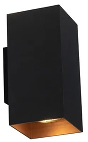 Интелигентна стенна лампа черна със златен квадрат с 2 Wifi GU10 - Sab