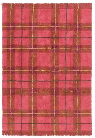 Ръчно изработен червен памучен килим подходящ за пране 140x190 cm Tartan Vintage Red – Lorena Canals