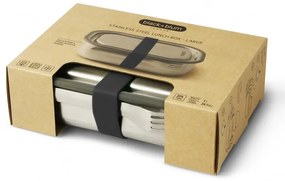 Кутия за храна Black+Blum BAM-SS-L018, 1 l, Правоъгълна, Подходяща за фурна, Без BPA, Неръждаема стомана, Сив