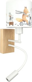 Brilagi - LED Flex. лампа BOBO WOOD 1xE27/25W/230V + LED/3W дъб/бяла/с мотиви на животни