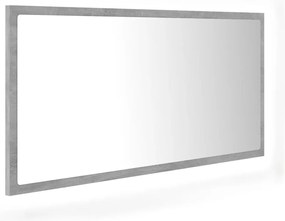 804936 vidaXL LED огледало за баня, бетонно сиво, 90x8,5x37 см, акрил