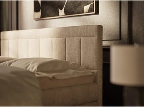 Бежово боксспринг легло 200x200 cm с място за съхранение Caya – Maison de Rêve