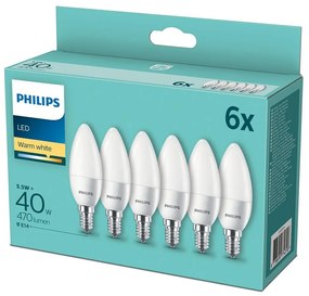 КОМПЛЕКТ 6x LED Крушка Philips E14/5,5W/230V 2700K