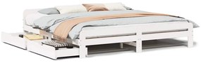 3309027 vidaXL Рамка за легло без матрак, бял, 200x200 см, бор масив