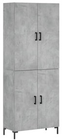 3195679 vidaXL Висок шкаф, бетонно сив, 69,5x34x180 см, инженерно дърво
