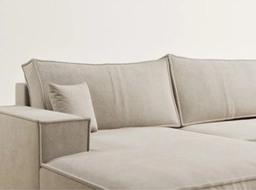 Бежов шенилов сгъваем/с място за съхранение ъглов диван (U форма) Kyoto – Maison de Rêve