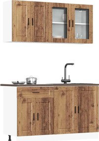 3314879 vidaXL Комплект кухненски шкафове от 4 части "Porto" Старо дърво Инженерно дърво