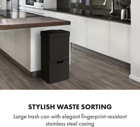 Klarstein Touchless Black Stainless Steel, кошче за отпадъци, сензор, 72 l, черен