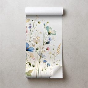 Самозалепващ тапет – Пастелни цветя и летящи пеперуди