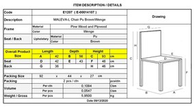 Стол Малева еко кожа Ε7207 кафяв цвят