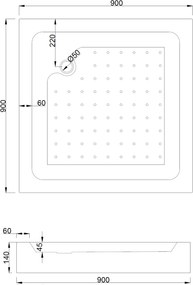 Mexen Rio квадратна душ кабина 90 x 90 см, бели ивици, хром + бял корито - 860-090-090-01-20-4510