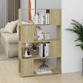 809137 vidaXL Библиотека, дъб сонома, 80x24x124,5 см, инженерно дърво