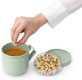 Чаша за супа с капак Brabantia Make&Take 1006294, 600+180 мл, Винтов капак, Без BPA, Зелен