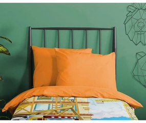 Оранжево единично памучно детско спално бельо 140x200 cm Building – Good Morning