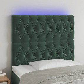 3122805 vidaXL LED горна табла за легло, тъмнозелена, 100x7x118/128 см, кадифе