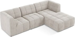 Бежов кадифен ъглов диван (десен ъгъл) Aloha – Makamii