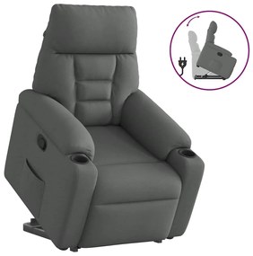 3303033 vidaXL Изправящ реклайнер стол, тъмносив, текстил