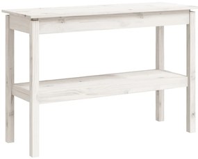 814300 vidaXL Конзолна маса бяла 110x40x75 см борово дърво масив
