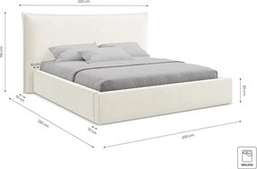 Тъмнолилаво двойно легло 180x200 cm тапицирано с място за съхранение с включена подматрачна рамка Esala – Makamii