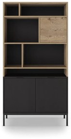 Етажерка за книги в дъбов декор в черно-натурален цвят 90x170 cm Marion - Marckeric