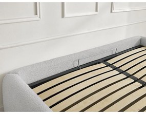Светлосиво двойно легло 180x200 cm тапицирано с място за съхранение/без табла с включена подматрачна рамка Inera – Bobochic Paris