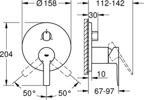 Външни части на вграден смесител за кран Grohe Lineare New -Сребърен Гланцово