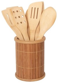Бамбуков комплект кухненски прибори 8 бр. с поставка - Bonami Essentials