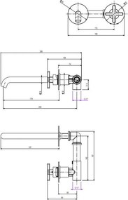 Тоалетна стенен кран Εlle Cross La Torre-Хром