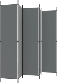 Параван за стая Alaya, 5 панела, антрацит, 250x220 cм, текстил