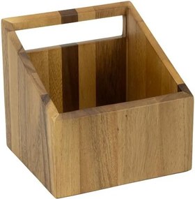 Horecano - Дървена кутия за прибори/салфетки с дръжка 15x15xh15см АКАЦИЯ ALAS-(SWQ-140418-B4)
