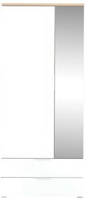 Бял гардероб от дъб с огледало 84x196 cm Telde - Germania