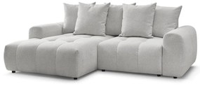 Светлосив шенилов разтегателен ъглов диван с място за съхранение (ляв ъгъл) Roxelane – Bobochic Paris