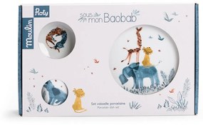 Детски порцеланов комплект за хранене 3 бр. Sous mon Baobab - Moulin Roty