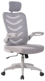Офис стол ΕΟ603.2 сива мрежа с бели крака