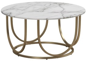 Бяла/ в златист цвят кръгла масичка за кафе от декор от мрамор ø 79 cm Gwyneth – CosmoLiving by Cosmopolitan