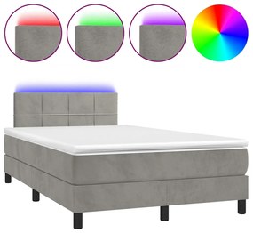 3270153 vidaXL Боксспринг легло с матрак и LED, светлосиво, 120x190 см, кадифе
